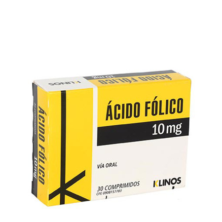 Imagen de Ácido Fólico 10 Mg X30 Tab Klinos.