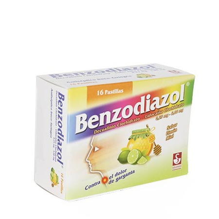 Imagen de Decualino + Lidocaina Benzodiazol Tab. Mast. Limon Y Miel X16