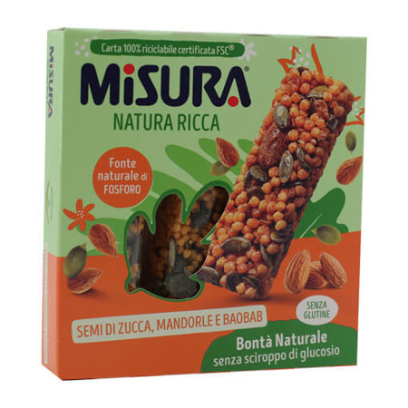 Imagen de Barra De Cereal Con Semillas De Calabaza, Almendras Y Baobabs Misura 75 Gr.