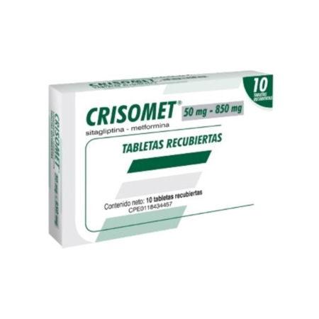 Imagen de Metformina+Sitagliptina Crisomet Tab. 50Mg -850Mg X10