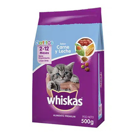 Imagen de Alimento Para Gato Cachorro Whiskas  Carne Y Leche 500 Gr