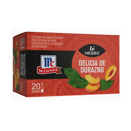 Imagen de Te Negro Delicia De Durazno McCormick 20 Und