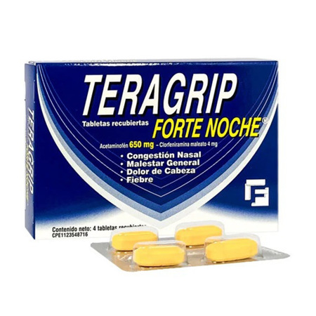 Imagen de Teragrip Forte Rec 650/4mg Noche 4 Tableta