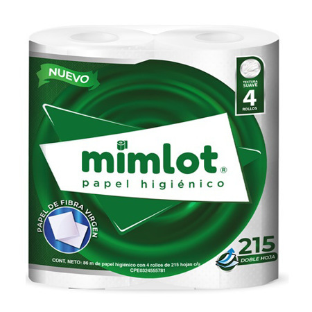 Imagen de Papel Higienico Mimlot 215 Hojas 4 Und