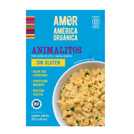 Imagen de Pasta Corta Amor América Orgánica Kids Animalito Sin Gluten 227g