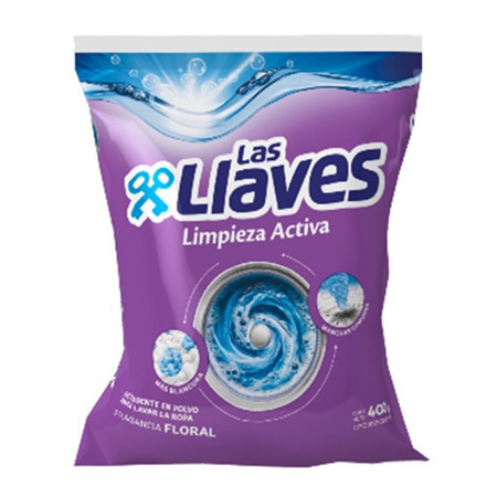 Imagen de Detergente En Polvo Las Llaves Limpieza Activa Floral 400g